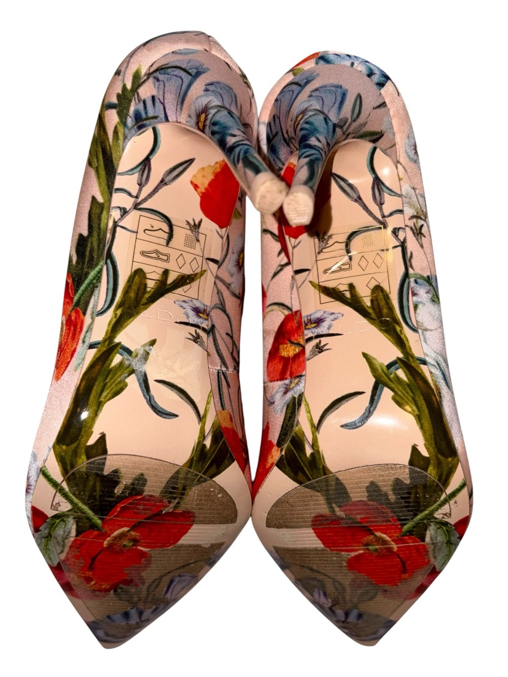 Floral Satin Pointed Toe Stiletto Pumps - Picture 7 of 9
